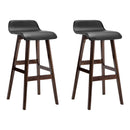 Artiss Set of 2 PU Leather Wood Wave Style Bar Stool - Black