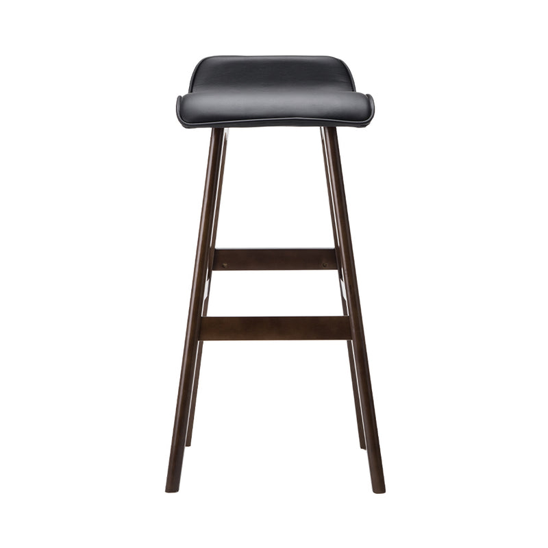 Artiss Set of 2 PU Leather Wood Wave Style Bar Stool - Black