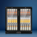 Devanti Bar Fridge 2 Glass Door Commercial Display Freeer Drink Beverage Cooler Black - Coll Online