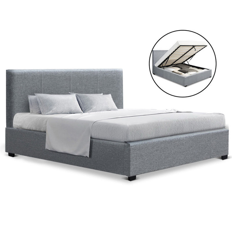 Artiss Queen Size Fabric and Wood Bed Frame Headborad - Grey - Coll Online