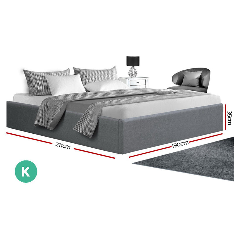 Artiss King Size Gas Lift Bed Frame Base With Storage Platform Fabric - Coll Online