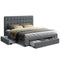 DOUBLE Bed Frame with 4 Storage Drawers AVIO Fabric Headboard Wooden - Coll Online