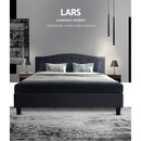 Bed Frame Queen Size Base Mattress Platform Fabric Wooden Charcoal LARS - Coll Online