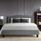 Bed Frame Queen Size Base Mattress Platform Fabric Wooden Grey LARS - Coll Online