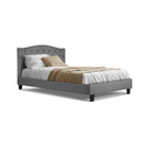 Bed Frame Single Size Base Mattress Platform Fabric Wooden Grey LARS - Coll Online