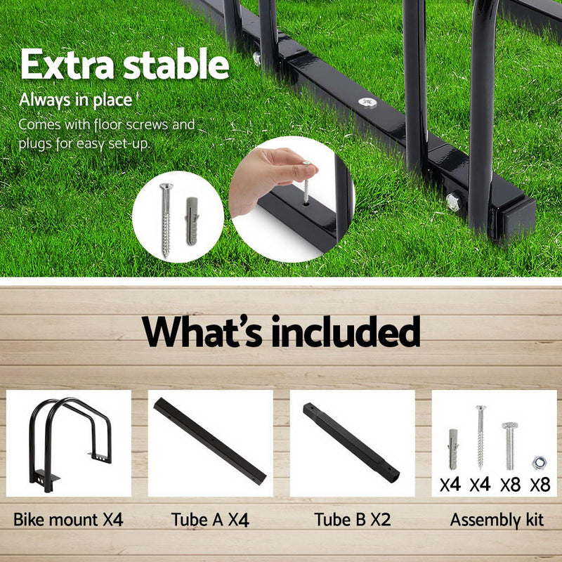 Portable Bike Parking Rack 4 Bicycle Instant Storage Stand - Black - Coll Online