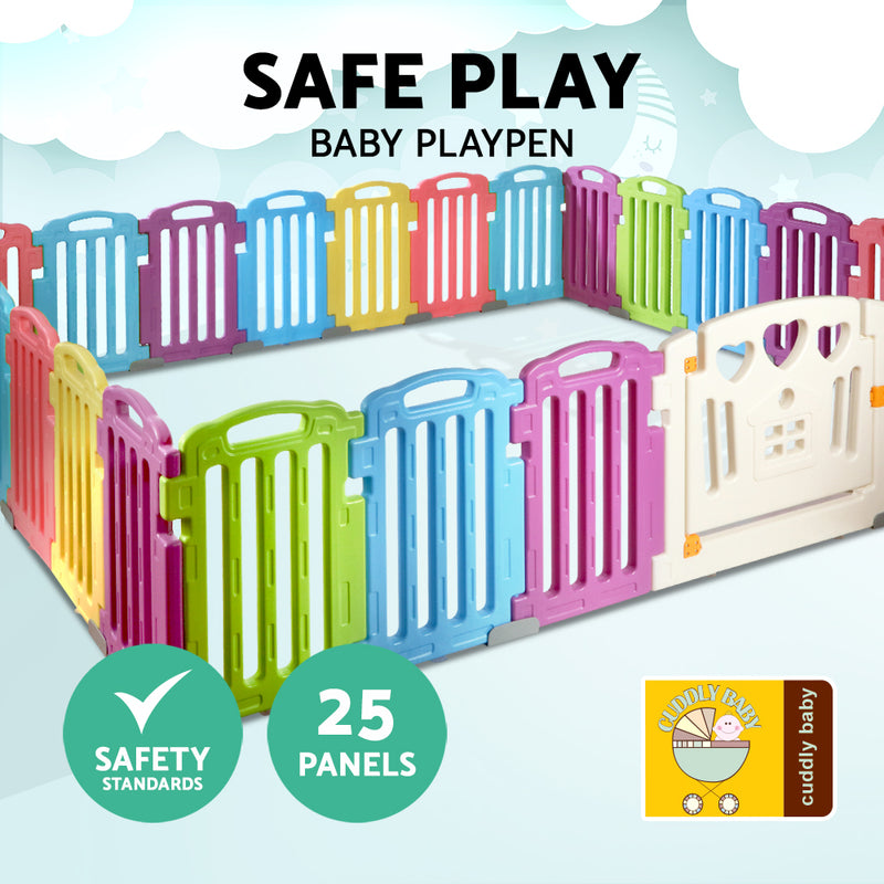 Cuddly Baby 25-Panel Plastic Baby Playpen Interactive Kids Safety Gate - Coll Online