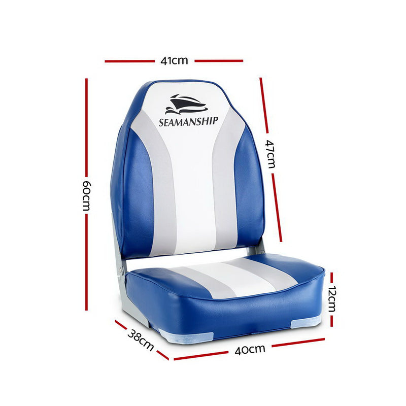 Seamanship 2X Folding Boat Seats Seat Marine Seating Set All Weather Swivels - Coll Online