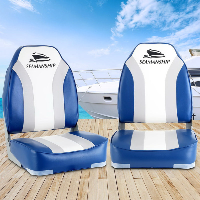 Seamanship 2X Folding Boat Seats Seat Marine Seating Set All Weather Swivels - Coll Online