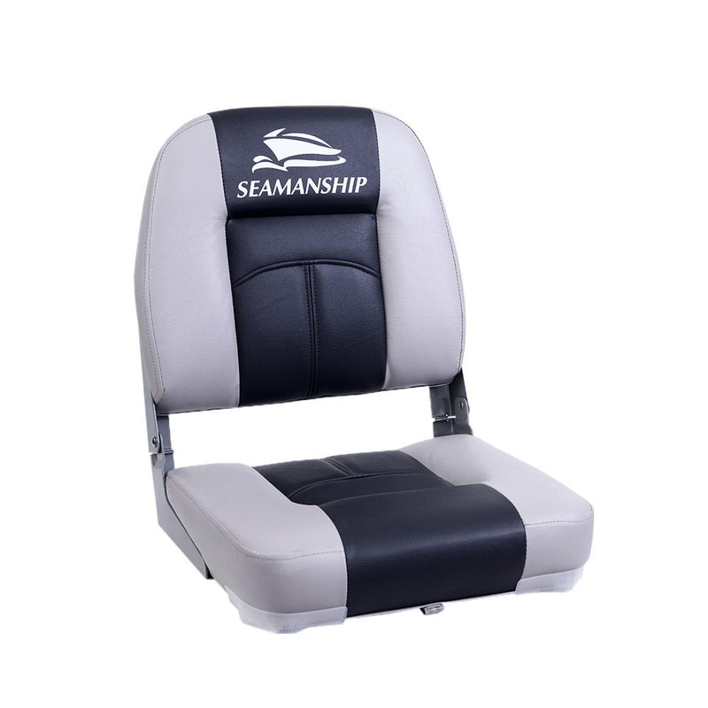 Seamanship 2X Folding Boat Seats Seat Marine Seating Set Swivels All Weather Charcoal & Grey - Coll Online