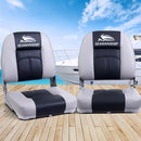 Seamanship 2X Folding Boat Seats Seat Marine Seating Set Swivels All Weather Charcoal & Grey - Coll Online