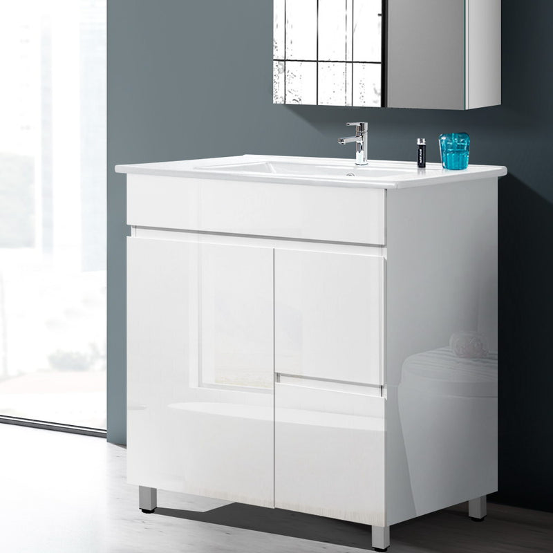 Cefito 750mm Bathroom Vanity Cabinet Unit Wash Basin Sink Storage Freestanding White - Coll Online