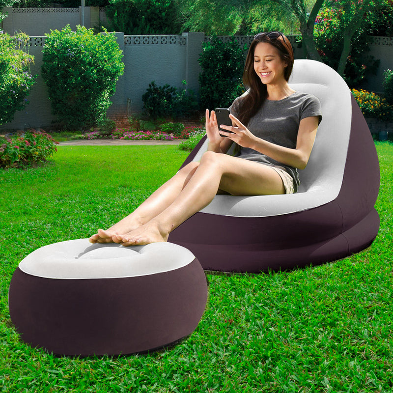 Bestway Inflatable Air Chair Seat Couch Lazy Sofa Lounge Blow Up Ottoman - Coll Online