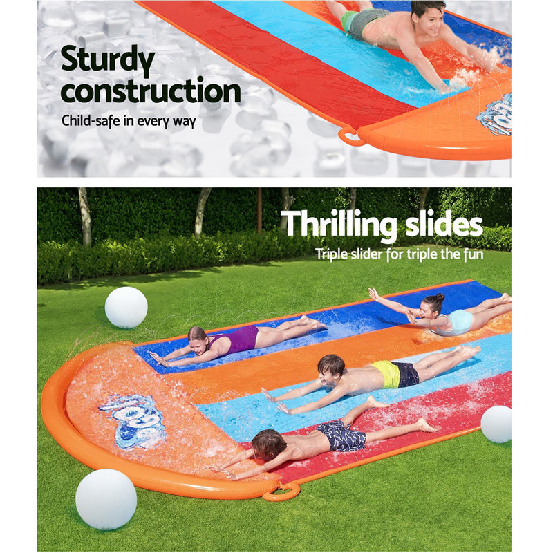 Bestway Water Slip And Slide Kids Inflatable Splash Toy Quadruple 4.88M - Coll Online