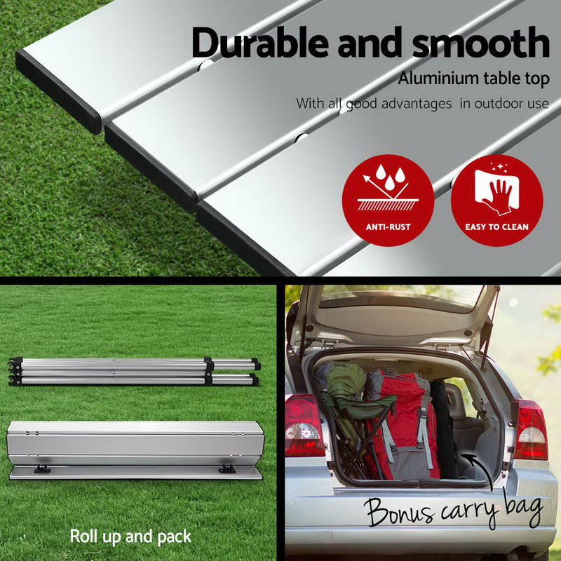 Weisshorn Portable Roll Up Folding Camping Table - Coll Online