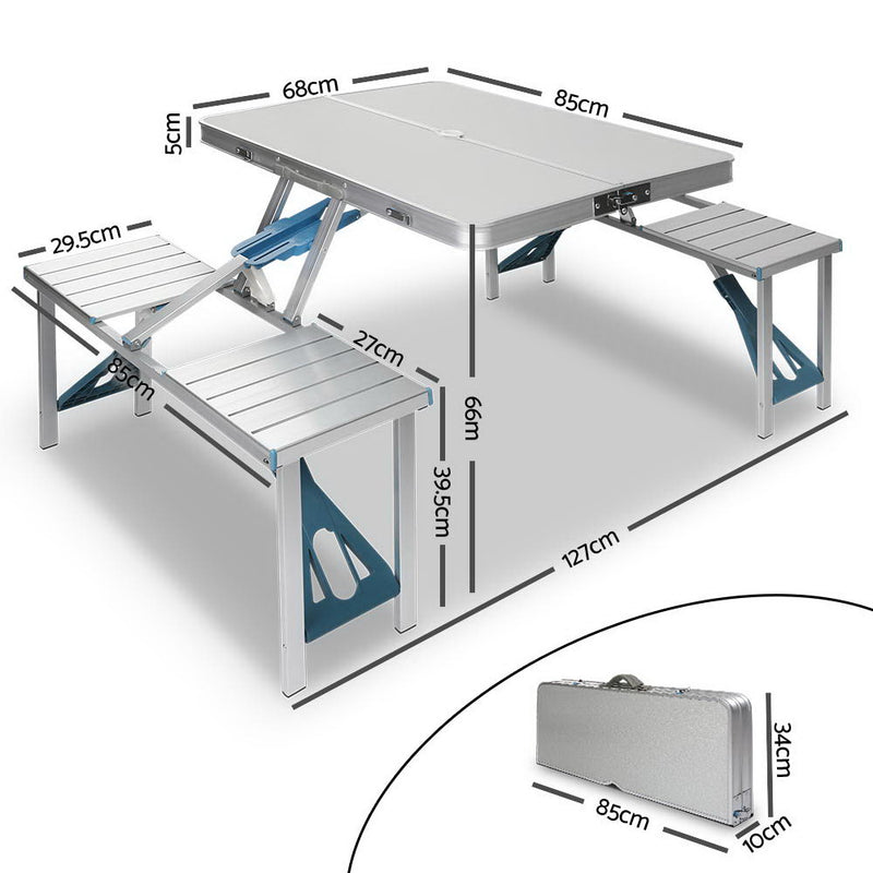 Portable Folding Camping Table and Chair Set 85cm - Coll Online