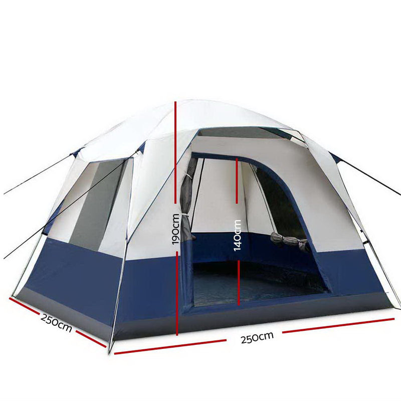 Weisshorn 4 Person Canvas Camping Tent - Navy & Grey - Coll Online