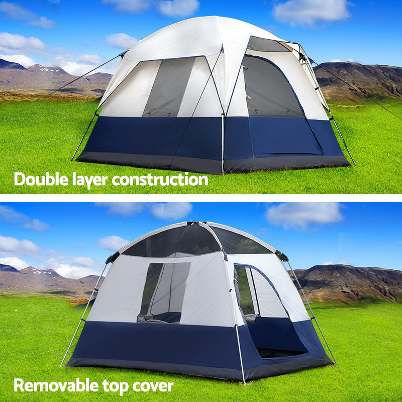 Weisshorn 4 Person Canvas Camping Tent - Navy & Grey - Coll Online