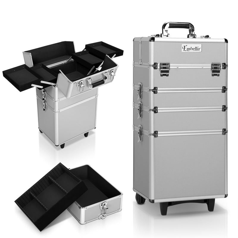 Embellir 7 in 1 Portable Cosmetic Beauty Makeup Trolley - Silver - Coll Online