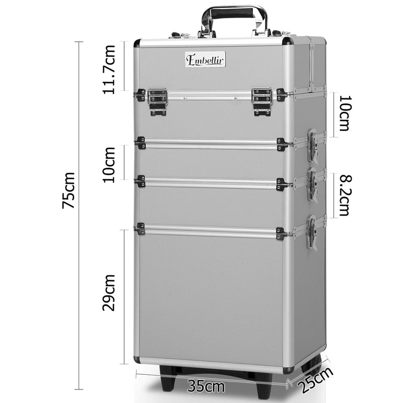 Embellir 7 in 1 Portable Cosmetic Beauty Makeup Trolley - Silver - Coll Online