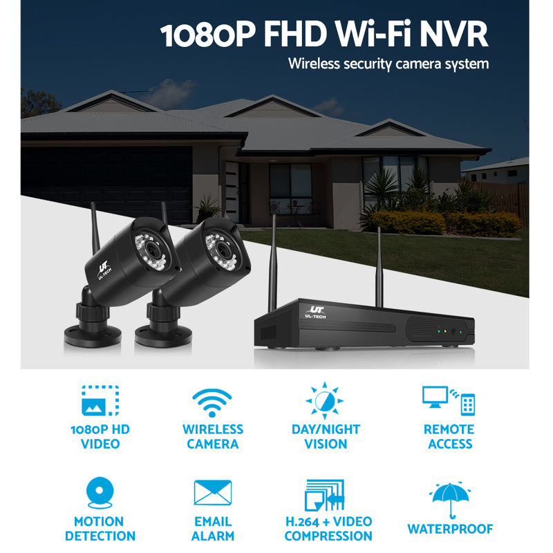 UL-TECH 1080P 8CH NVR Wireless 4 Security Cameras Set - Coll Online