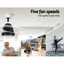 48" DC Motor Ceiling Fan with LED Light with Remote 8H Timer Reverse Mode 5 Speeds White - Coll Online