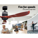 56" DC Motor Ceiling Fan with Remote 8H Timer Reverse Mode 5 Speeds Wooden - Coll Online