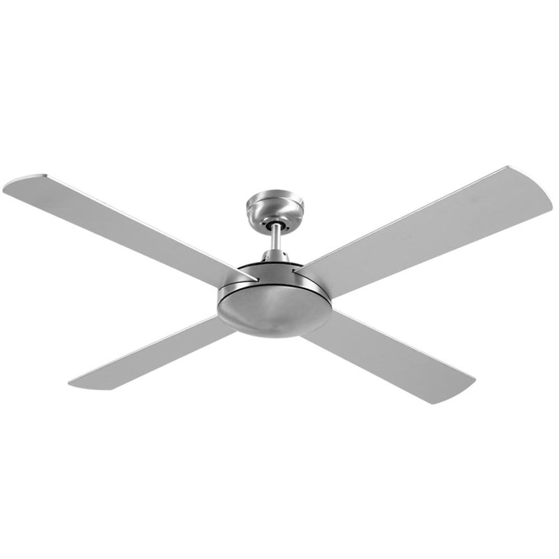 Devanti 52 inch 1300mm Ceiling Fan 4 Wooden Blades with Remote Reversible Fans Silver - Coll Online