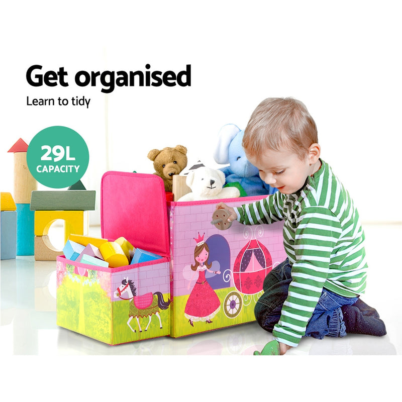 Kids Storage Toy Box Foldable Organiser - Pink - Coll Online