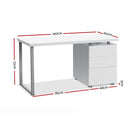 Artiss Metal Desk with 3 Drawers - White - Coll Online