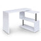 Artiss Rotary Corner Desk with Bookshelf - White - Coll Online