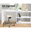 Artiss Rotary Corner Desk with Bookshelf - White - Coll Online