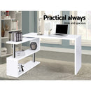 Artiss Rotary Corner Desk with Bookshelf - White - Coll Online