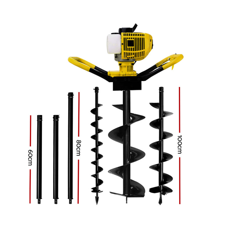 Giantz 80CC Post Hole Digger Petrol Drill Auger Borer Fence Extension Bits - Coll Online