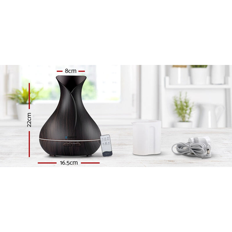 Devanti 400ml 4 in 1 Aroma Diffuser with remote control- Dark Wood - Coll Online