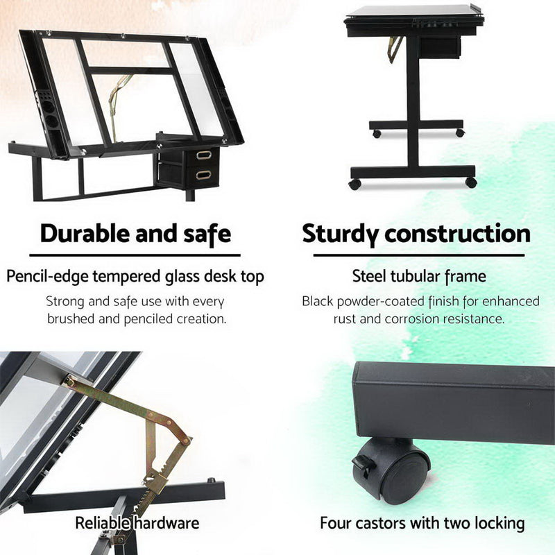 Artiss Adjustable Drawing Desk - Black and Grey - Coll Online