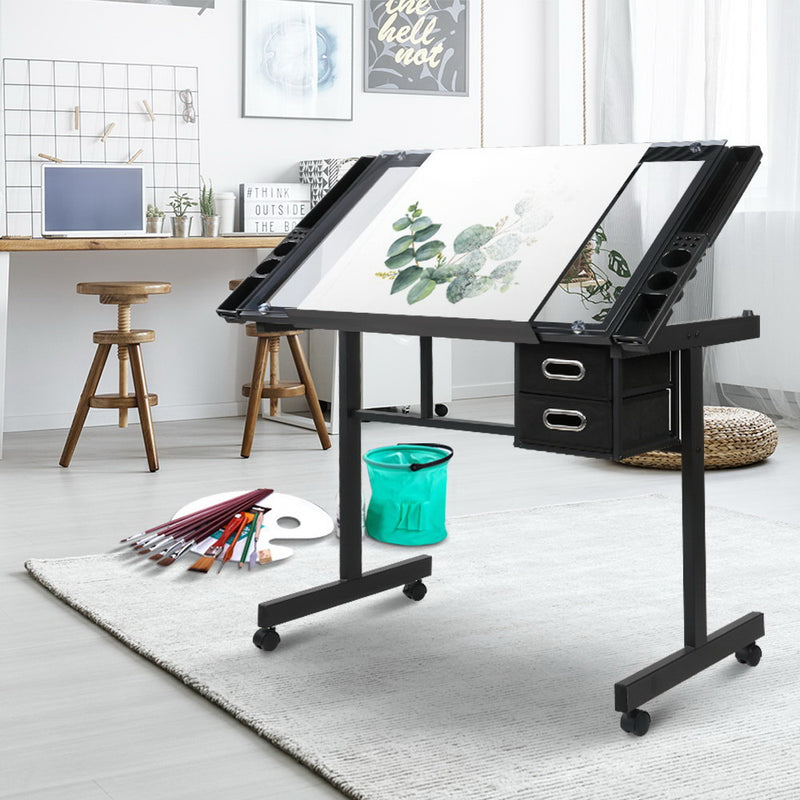 Artiss Adjustable Drawing Desk - Black and Grey - Coll Online