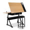 Artiss Tilt Drafting Table Stool Set - Natural & Black - Coll Online