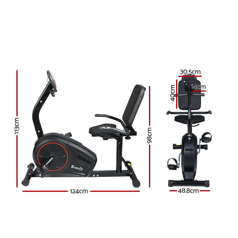 Everfit Magnetic Recumbent Exercise Bike Fitness Trainer Home Gym Equipment Black