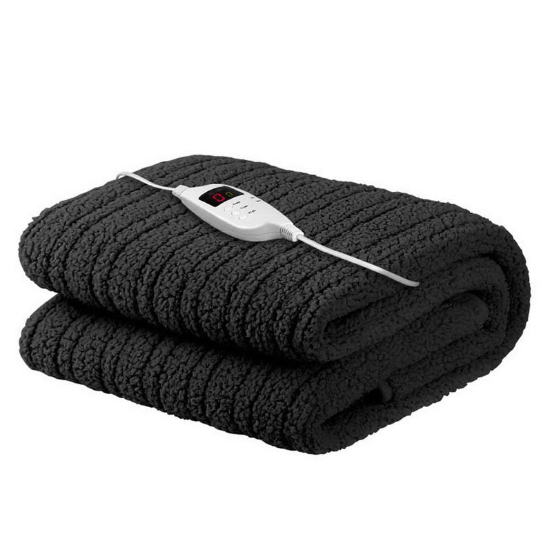 Giselle Bedding Electric Heated Throw Rug Washable Fleece Snuggle Blanket Charcoal - Coll Online