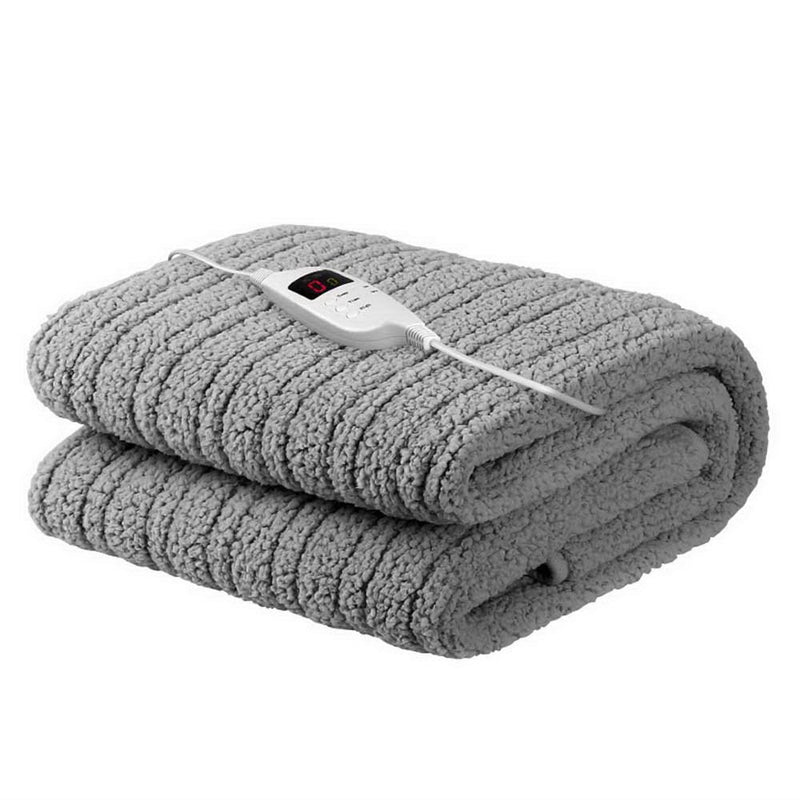 Giselle Bedding Electric Heated Throw Rug Washable Fleece Snuggle Blanket Grey - Coll Online