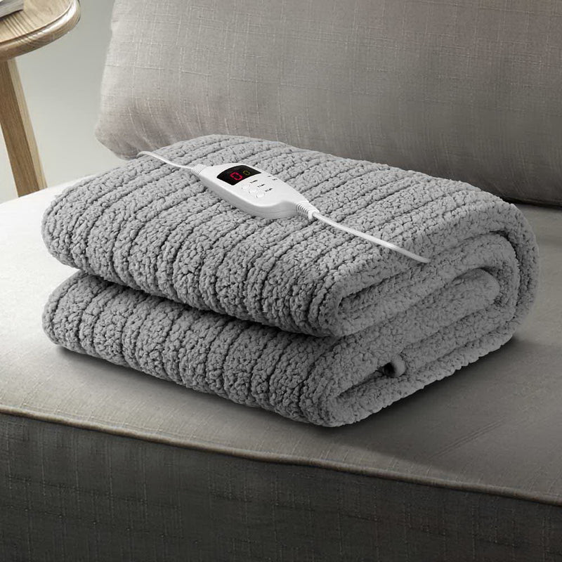 Giselle Bedding Electric Heated Throw Rug Washable Fleece Snuggle Blanket Grey - Coll Online
