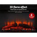 Devanti 2000W Electric Fireplace Mantle Portable Fire Log Wood Heater 3D Flame Effect Black - Coll Online