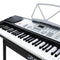 Alpha 61 Keys Electronic Piano Keyboard LED Electric Silver with Music Stand for Beginner - Coll Online