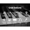 Alpha 61 Keys Electronic Piano Keyboard LED Electric Silver with Music Stand for Beginner - Coll Online