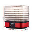 Devanti 7 Trays Food Dehydrators Fruit Dryer Beef Jerky Maker Stainless Steel Red - Coll Online