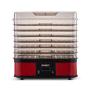 Devanti 7 Trays Food Dehydrators Fruit Dryer Beef Jerky Maker Stainless Steel Red - Coll Online