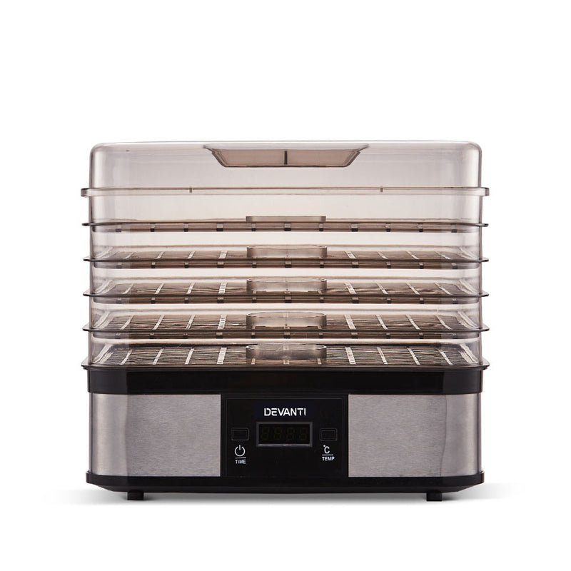 Devanti Food Dehydrator with 5 Trays - Silver - Coll Online