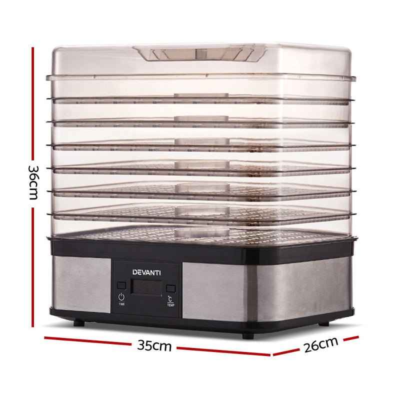 Devanti Food Dehydrator with 7 Trays - Silver - Coll Online