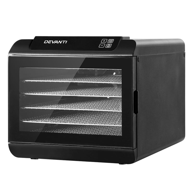 Devanti 6 Tray Food Dehydrators Commercial Beef Jerky Maker Fruit Dryer Black - Coll Online